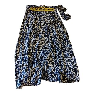 SALE NWT New Choice Blue midi wrap around skirt asymmetrical hem